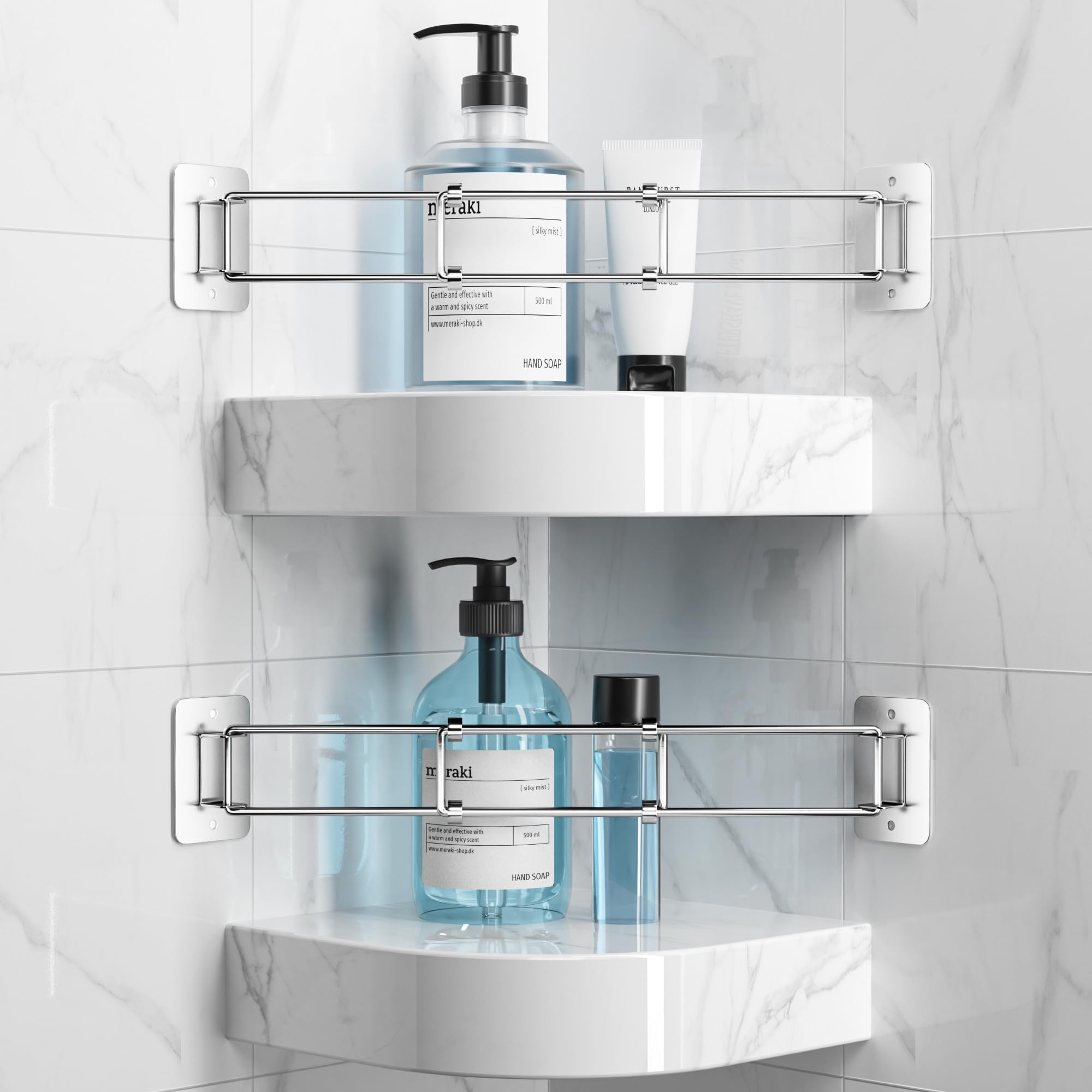 Josmimic Rv Shower Corner Storage Bar - Adjustable Stainless Steel Rod For Shelves - 7-13 Inch Length - Camper Organization, 2 P